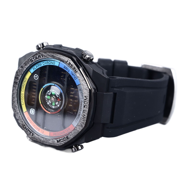 Outdoor Sports Electronic Watch Multifunctional Stylish Pedometer Compass Luminous Waterproof