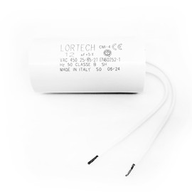 Capacitor with Wire 12 µF - Ø36 x 69 mm - Flat Base - Made in Italy