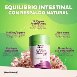 120 Billones Probioticos En Gomitas 60 Gummies Para 1 Mes