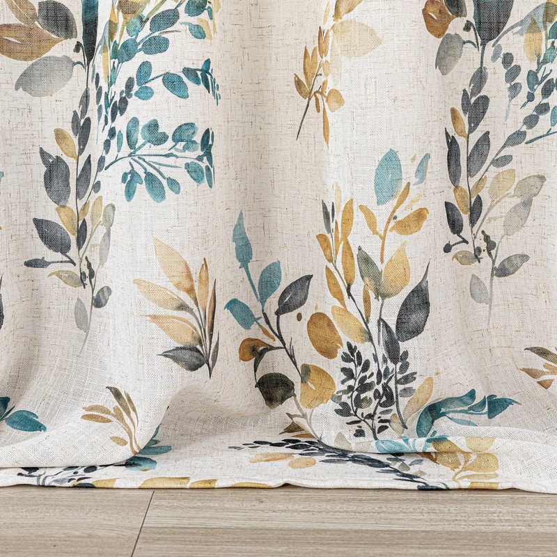 MYSKY HOME 95 Inch Curtains Semi Sheer Linen Blended Window