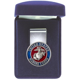 Heritage Pewter Marines Money Clip - Eagle Globe & Anchor | Durable Money Holder | Intricately Crafted Metal Pewter Alma Mater Inlay