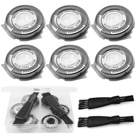 6Pcs Shaver Replacement Heads,Shaver Head Replacement Blades with Pointed Blade, with 2Pcs Cleaning Brushes and Storage Box