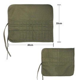 PUBAMALL Soporte para pincel, bolsa de lona con soporte para bolsa enrollable para pincel de artista (cepillos NO incluidos) (22 ranuras, Verde)