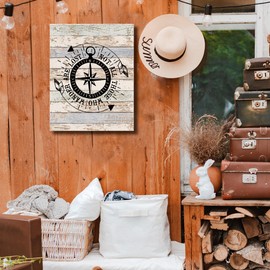 Funny Not All Those Who Wander are Lost Canvas Wall Art Prints Artwork Signs Framed for Camper Decor RV Room Bathroom Nautical Compass Decor, 11 X 14 inch, Campers Gifts, Camper Canvas Wall Decor