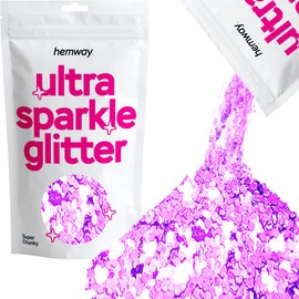Hemway Premium Ultra Sparkle Glitter Multi Purpose Metallic Flake for Arts Crafts Nails Cosmetics Resin Festival Face Hair - Lavender Purple - Super Chunky (1/8" 0.125" 3mm) 100g / 3.5oz