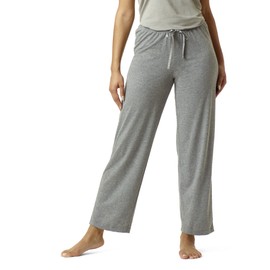 HUE Women's SleepWell Basic Printed Knit Performance Sleep Pajama Pant, Made with Temperature Regulating Technology, Medium Grey Heather-Solid, Large