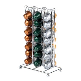 Restpresso 6.5 x 3.7 x 10.4 Inch Coffee Capsule Holder, 1 Durable Pod Stand - Holds 42 Nespresso Capsules, 4 Raised Legs, Iron Espresso Pod Organizer, Pods Not Included - Restaurantware
