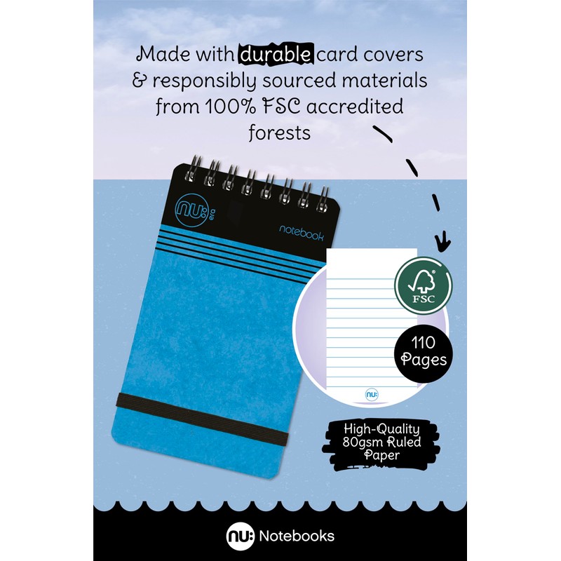 nu: Notebooks - Craze Cloud Range - A7 Blue Notebook