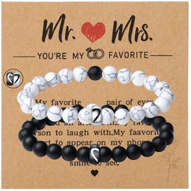 Sahoottie 2Pcs Couples Bracelets Matching Bracelets for Couples Mr and Mrs Gifts His and Hers Gifts Engagement Gifts Matching Couple Gifts Wedding Gifts for Couple Jewellery