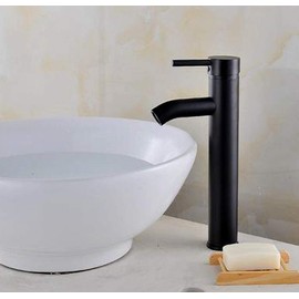 Life System SK231 Antique Mixing Faucet Single Lever Washbasin Long Faucet Standing Faucet For Hand Washing Bowls Hand Wash Bowl Tall Faucet (11.8 inches (30 cm) / Black