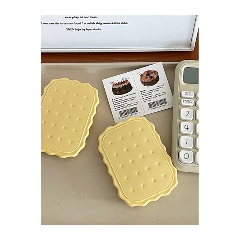 Cheese Cookie Yellow Vanity Table Portable Small Mirror Comb Set