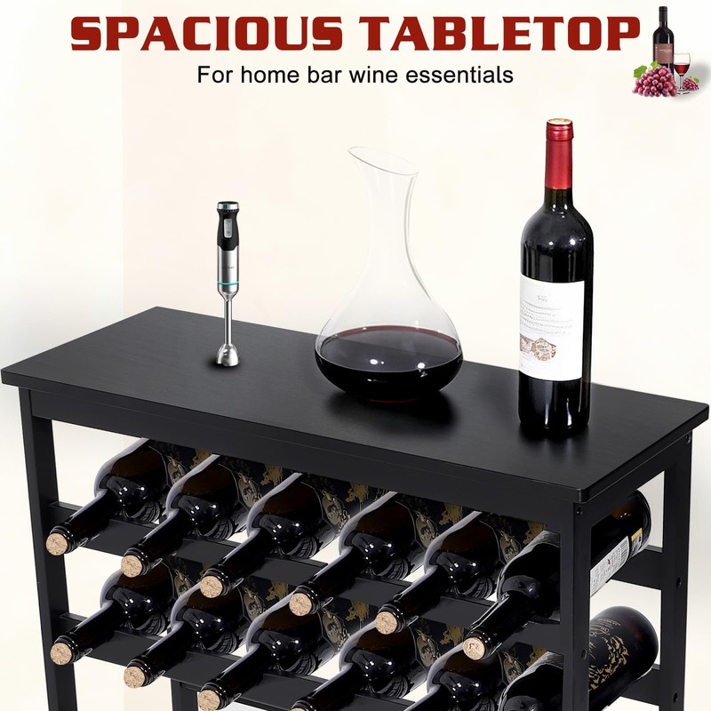 Bambition Bamboo Wine Rack Freestanding Floor, 7-Tier 42-Bottle Wine Storage