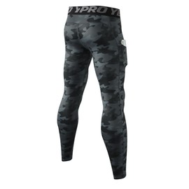 LWISMIL Men's Base Layer Bottoms with Pockets for Sports Gym, Quick-Dry Cool Athletic Tights Workout Compression Pants Camo Black
