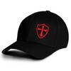 Crusader Baseball Cap for Men, Mid Profile Stretch Fitted, Black