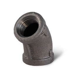 SUPPLY GIANT CNGG0034 3/4 in. 45 Degree Malleable Iron Elbow Fitting for High Pressures with Female Thread Connects and Black Finish