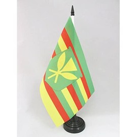 Hawaii Kanaka Maoli Table Flag 5'' x 8'' - Native Hawaiians Desk Flag 21 x 14 cm - Black plastic stick and base - Drapeau Hawaii Kanaka Maoli AZ FLAG