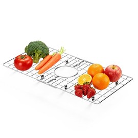 24" x 12" Stainless Steel Sink Protector - Large Sink Rack for Bottom of Sink Kitchen Grid Centered Drain