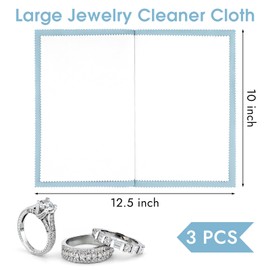 3 Pcs Silver Polishing Cloth, Large 10" X 12.5" Jewelry Cleaner Cloth, Soft Jewelry Polishing Cloth, Four-Layer Double-Sided Silver Cleaning Cloth for Gold, Silver, Diamond, Platinum Jewelry, Blue
