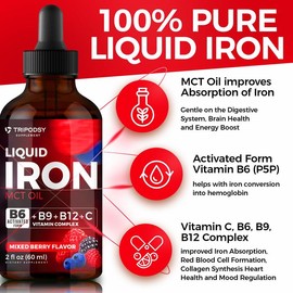 Iron supplements, Iron Drops, with B6, B9, B12, C, Vitamin Iron for Anemia, Blood Build, MCT Oil,  Healthcare Fitness Dietary Oxygen Edible Optimum
