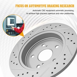 ACB ZONE Ceramic Brake Pads and Rotors Kit Rear Drilled Slotted Vented Rotors & Brakes for Toyota C-Hr 2018 Corolla Cross 2022 Rav4 2019-2021 Venza 2021-2023 Avalon 2019 2020 2021 2022/ Camry 2023 Trd