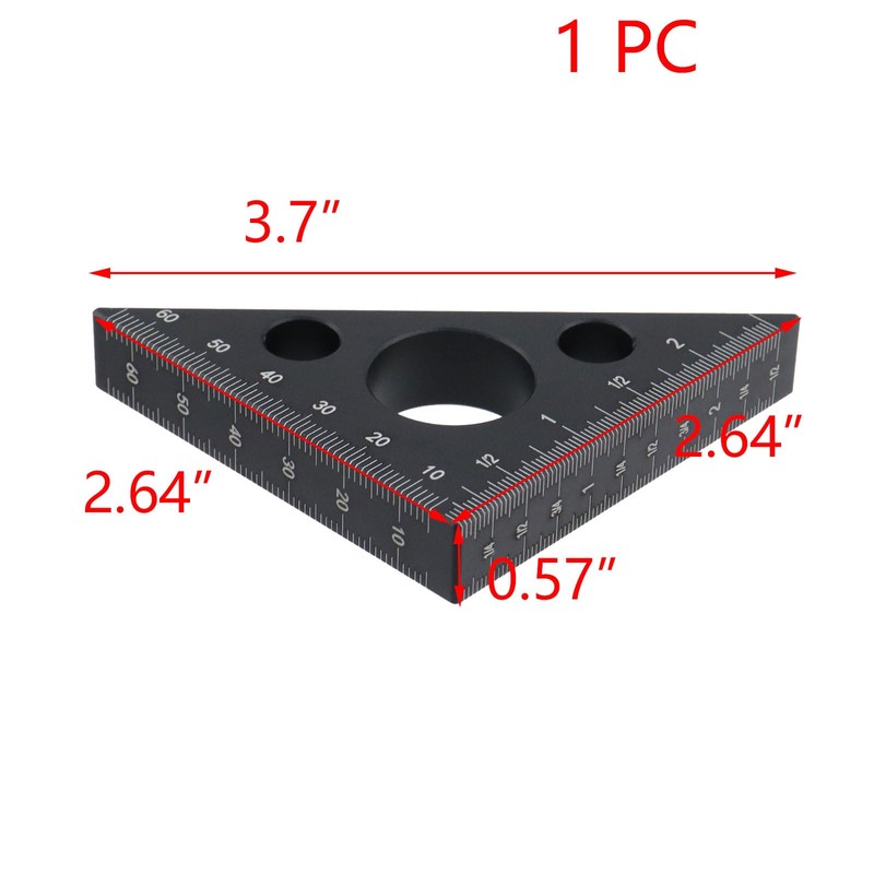T Tulead Carpenter Square Triangle Ruler Aluminum Alloy Woodworking Ruler