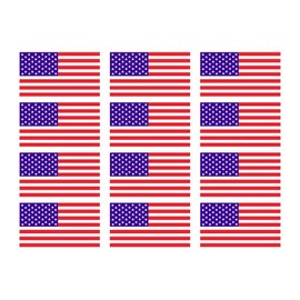 (12 Pack) USA American Flag Vinyl Hard Hat Helmet Decal - Size: 2" X 1" - Hard Hat, Helmet, Windows, Walls, Bumpers, Laptop, Lockers, etc.