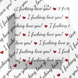 WRAPAHOLIC Funny Valentine's Day Wrapping Paper Sheet - 6 Sheets I Fucking Love You Design Folded Flat for Wedding, Anniversary, Birthday, Party - 19.7 Inch X 27.5 Inch Per Sheet