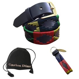 Carlos Diaz Boys Girls Kids Childrens Premium Unisex Brown Leather Embroidered Designer Polo Belt (70 cm/ 26-28 Inches)