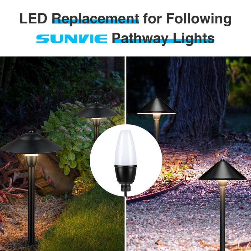 SUNVIE Low Voltage Pathway Lights 3W 3000K Replacement Bulb 2