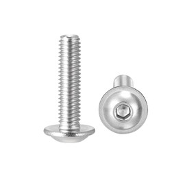 sourcing map Flanged Button Head Socket Cap Screws, M3*12mm Hex Socket Drive Screw, 304 Stainless Steel Fasteners Bolts, Fully Threaded Machine Screw 50Pcs