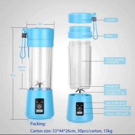 WROZZO Mini Personal Blender, 1000W Powerful Motor, 800ml Cup, 6 Stainless Blades, USB Charging, Portable Blender for Shakes and Smoothies Blue