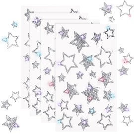 Epakh 84 Pieces Rhinestone Star Stickers Silver Glitter Bling Stars Stickers Sparkly Crystal Self Adhesive Sticker for Craft Christmas Winter Package Gift Decor Window Car Decal Accessories, 4 Sheets