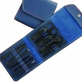 XUSAI Nail Clippers Set, Professional Nail Cutters for Thick Nails, Sharp Sturdy Nail Clippers Set for Men & Women, with Leather Portable Travel Case. (Blue 12 in 1), 50.0 grams