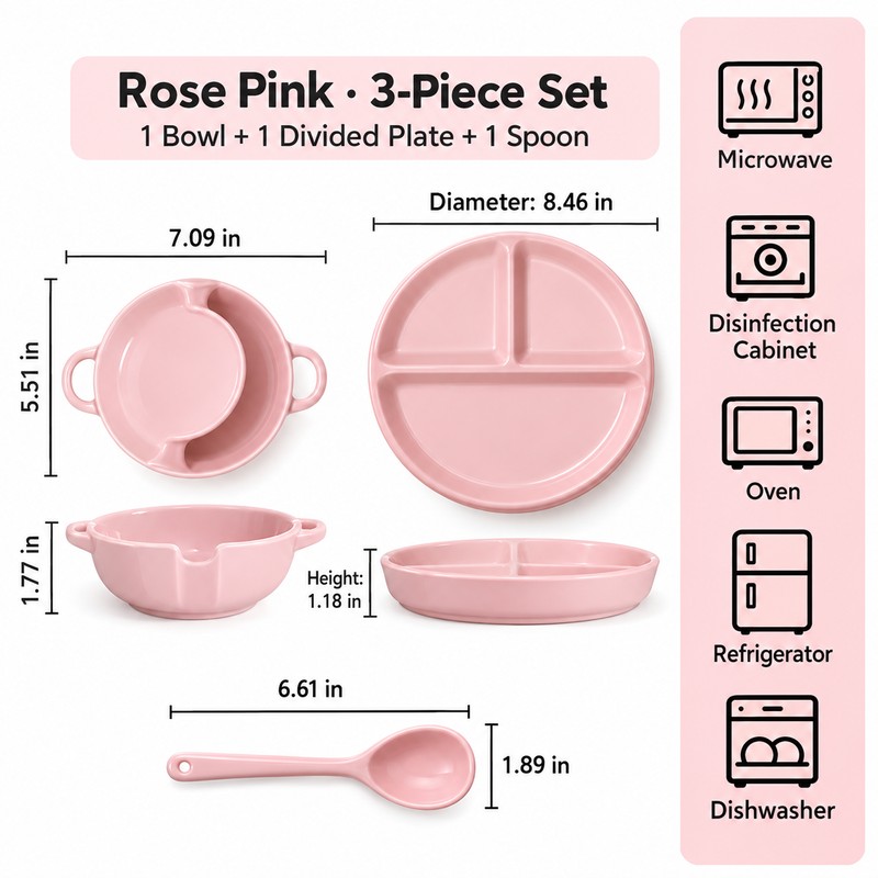 Ceramic Divided Plate Set for Everyday Meals – 3-Section Serving