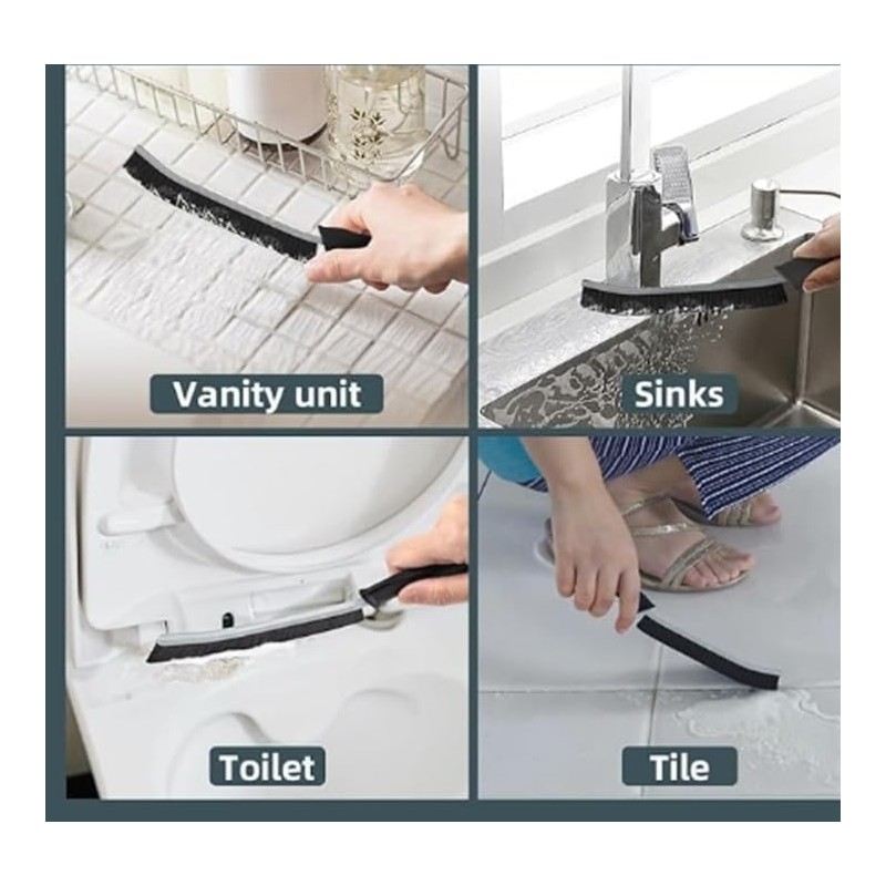 Professionelle Reinigungsbürste mit ergonomischem Griff, schwarz, 4-teiliges Set, robuste Borsten,