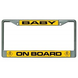 Baby On Board Chrome License Plate Frame