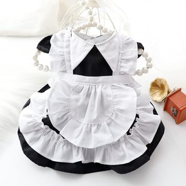 AZA Dog Princess Dresses for Small Dogs Lolita Clothes Maid Costume Pet Girl Cute Coat Outfits Fall Costumes (S,Maid)