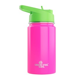 Kids Water Bottle - 350ml, Pink | Leak Proof with Straw & Handle | 12 Cold | Insulated, Double Wall Stainless Steel | Easy Sip Toddler Cup | Child's Flask | Eco Friendly