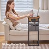 HOOBRO C Shaped Side Table with Charging Station, Slide Under