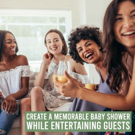 Juego de 50 juegos de baby shower para niñas, 4 juegos de doble cara, predicción y consejo de bebé, trivia para bebé, verdadero o falso juego de baby shower, palabra de bebé Scramble Baby Shower Game