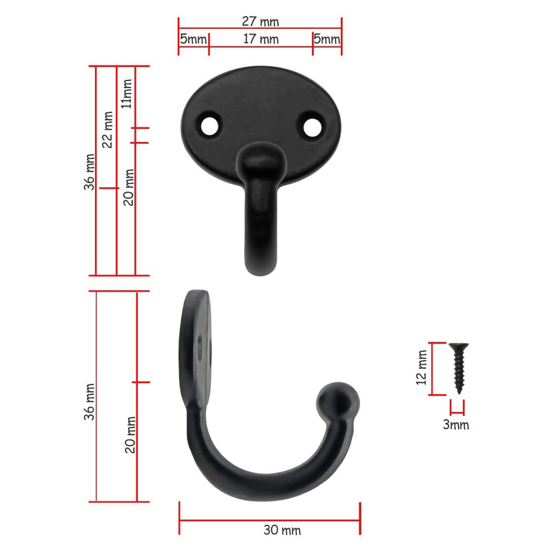 Fuxxer® Set of 6 Classic Coat Hooks Towel Hooks Vintage