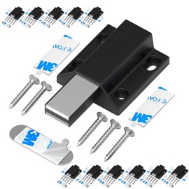 Magnetic Push Latches Without Nail Installation Tonitrui Push to Open Door Latch Magnetic Touch Latches Kitchen Door Push Release Latch for Cabinet Door Closure and Popping Open (Black 12 Pack)