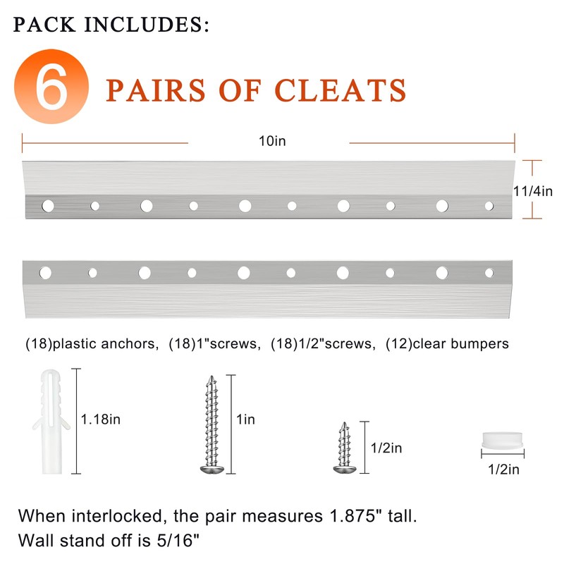 French Cleat Hanger 10 Inch - 6 Pairs, Z Bar