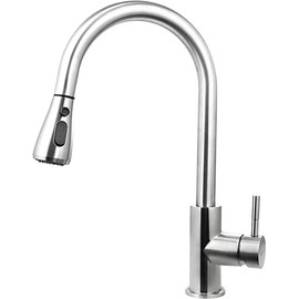 SOLVEX Kitchen Faucet Single Handle High Arc Kitchen Sink Faucet with Pull-Down Spray Stainless Kitchen Faucet Steel Brushed Nickel for Farmhouse Rv Bar SP-10028