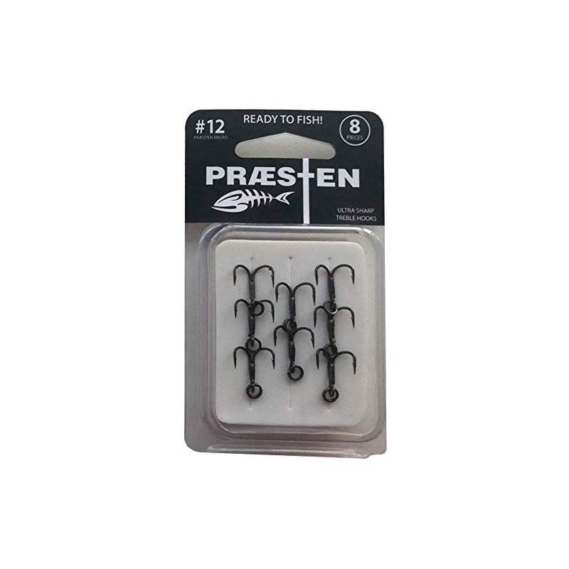 Praesten Treble Hooks – 8 Treble Hooks, Size: 12