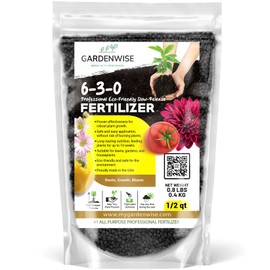 GARDENWISE 6-3-0 All-Purpose Professional Eco-Friendly Slow-Release Nitrogen Fertilizer with Iron & Calcium,Non-Burning, Enhances Soil Structure,for Indoor&Outdoor Plants,Vegetable Gardens (1/2 QUART)