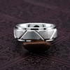 100S JEWELRY White Gold Tungsten Rings Angled Groove Lines Men