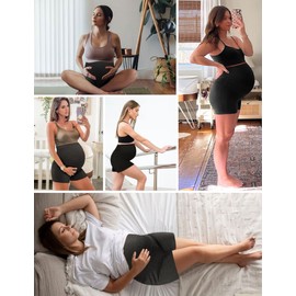 Peauty Maternity Shorts Over The Belly Maternity Lounge Set Buttery Soft Maternity Activewear Maternity Pajamas (Heather Grey S)