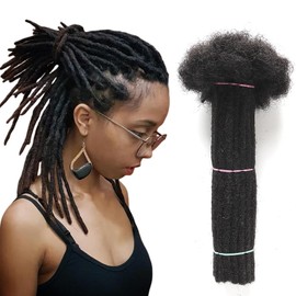 Alaleibaby 0.6cm Thickness 6-18 Inch 40Strands 100% Real Human Hair Dreadlock Extensions for Man/Women Full Head Handmade Permanent loc Extensions Bundles Can Be Dyed (1B, 14 Inch (Pack of 40))