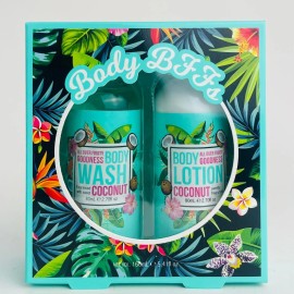 Fresh 2 Sets Body BFF Fruity LOTION & BODY WASH Fragrance Sweet Coconut Frangipani NEW